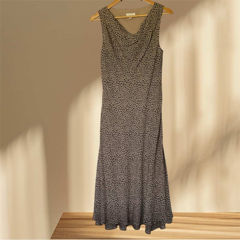 Vintage 100% Silk Y2K 90s Animal Print Charter Club Dress Party Datenignt